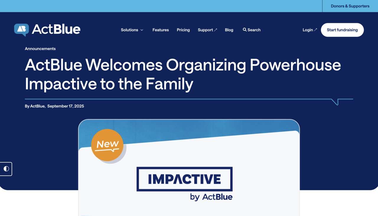 ActBlue acquires Impactive announcement