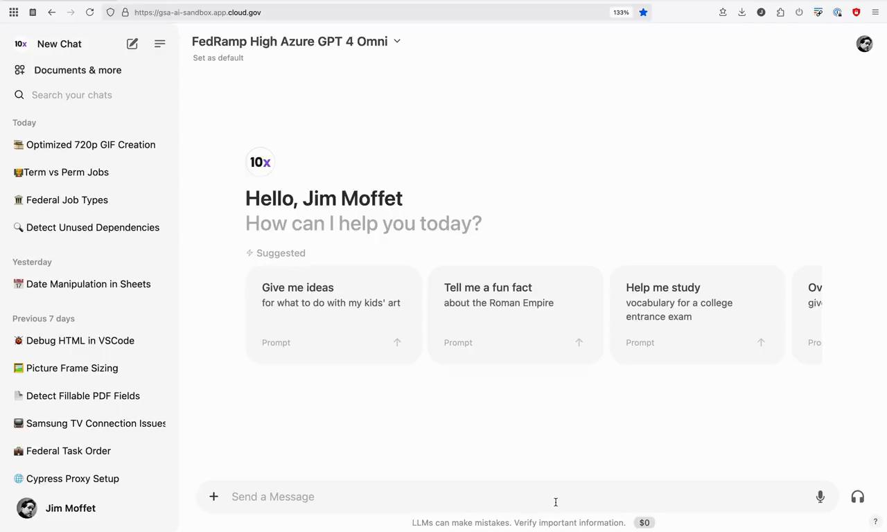 GSAi platform screenshot