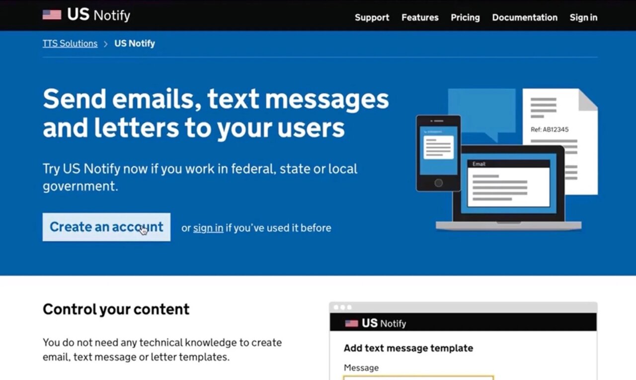 Notify.gov platform interface