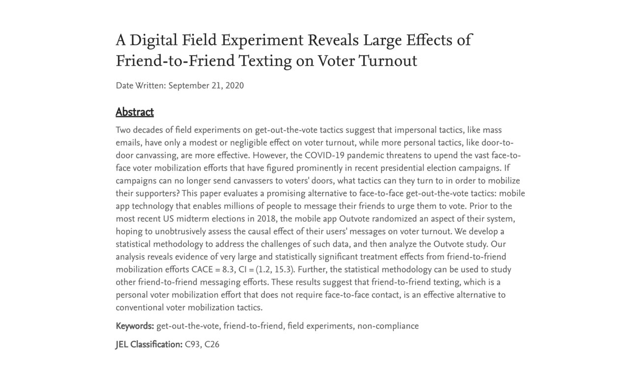 Voter mobilization study results